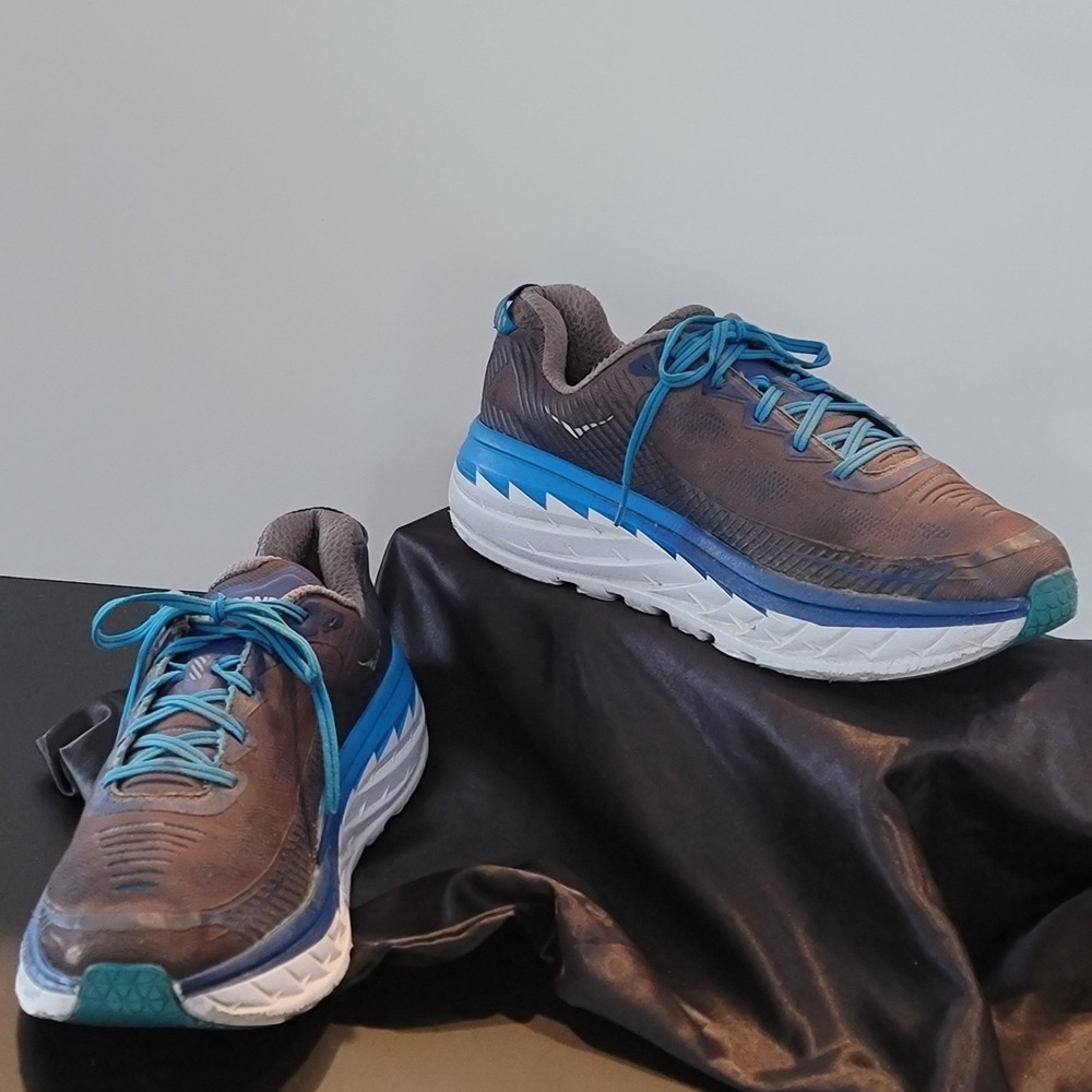 Hoka One One Bondi 5 Mens Running Shoes Blue Gray Max Cushion Size 12.5